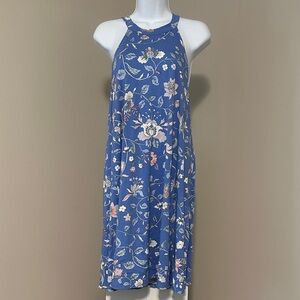 LOFT Floral Blue Sleeveless Dress